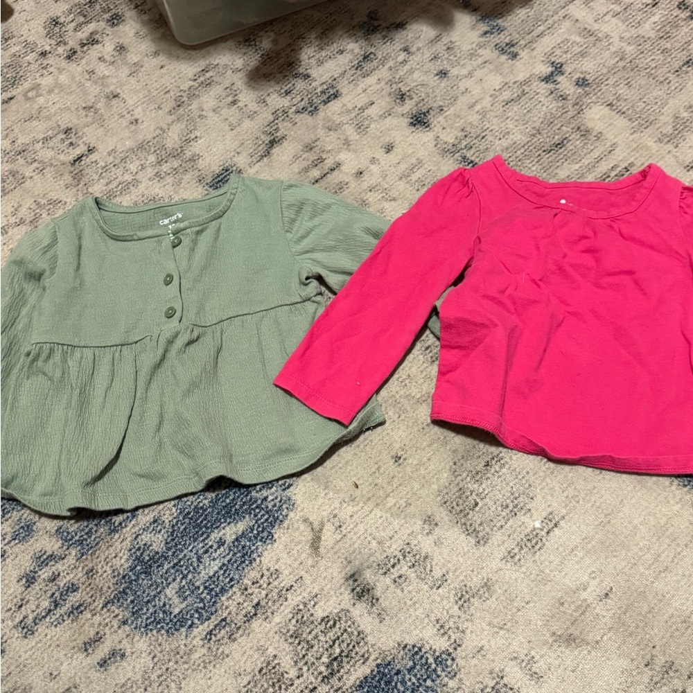Green and Pink Long Sleeve Kids Tees